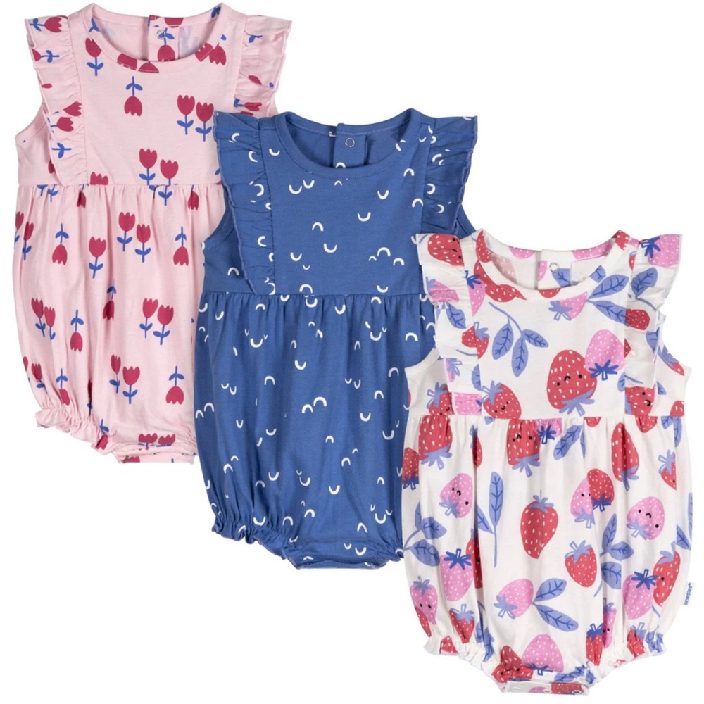 Adorable Kids Sleeveless Romper Set - Pink, Blue, White